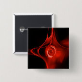 FRACTAAL ROOS, rood, zwart Vierkante Button 5,1 Cm (Voorkant /achterkant)