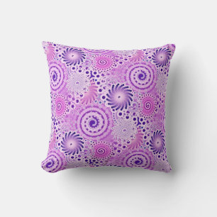Fractaal spiraalpatroon, violet, orchidee kussen