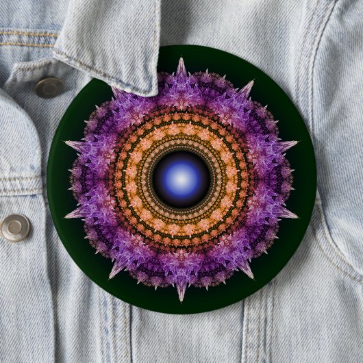 Fractaal viool kristalpatroon ronde button 6,0 cm (In situ)