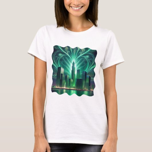 Fractaal vuurwerk boven de stad t-shirt (Voorkant)