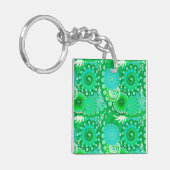 Fractaal wervelpatroon, jade, turquoise, aqua sleutelhanger (Voorkant Links)