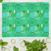 Fractaal wervelpatroon, jade, turquoise, aqua theedoek (Gevouwen)