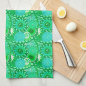 Fractaal wervelpatroon, jade, turquoise, aqua theedoek (Quarter Fold)