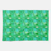 Fractaal wervelpatroon, jade, turquoise, aqua theedoek (Horizontaal)