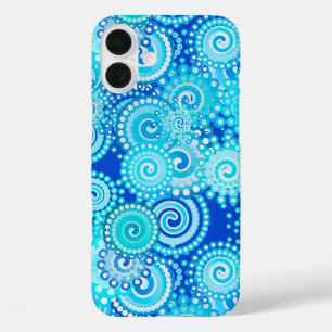 Fractaal wervelpatroon, kobaltblauw iPhone 16 plus hoesje