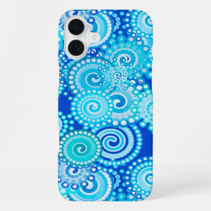 Fractaal wervelpatroon, kobaltblauw iPhone 16 plus hoesje