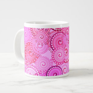 Fractaal wervelpatroon, roze en fuchsia grote koffiekop