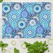 Fractaal wervelpatroon, tinten blauw theedoek (Gevouwen)