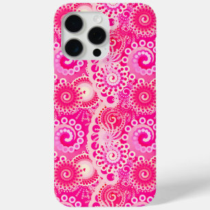 Fractaal wervelpatroon, tinten fuchsia roze iPhone 15 pro max hoesje