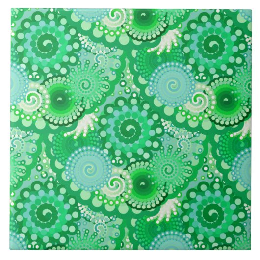 Fractaal wervelpatroon, turquoise, aqua, jade tegeltje (Voorkant)