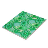 Fractaal wervelpatroon, turquoise, aqua, jade tegeltje (Zijkant)
