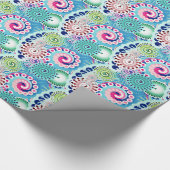 Fractaal wervelpatroon, turquoise, roze, multi cadeaupapier (Hoek)