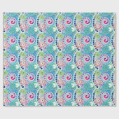 Fractaal wervelpatroon, turquoise, roze, multi cadeaupapier (Vlak)