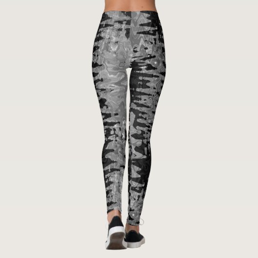 fractaal zwart-wit patroon leggings (Achterkant)