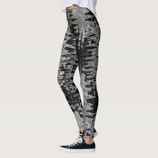 fractaal zwart-wit patroon leggings (Links)