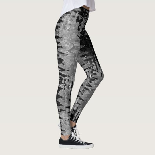 fractaal zwart-wit patroon leggings (Rechts)