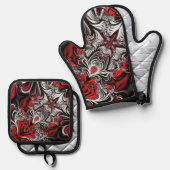 Fractaalpatroon Ovenwant & Pannenlap Set (Voorkant / Achterkant)