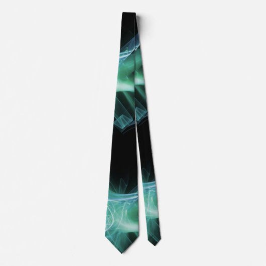 FRACTAALWAVEN EN ZWEMMELEN IN BLAUWGROEN BLAUWE GR STROPDAS (Voorkant)