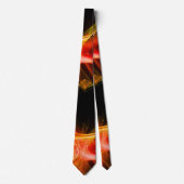 FRACTAALWAVEN EN ZWEMMELEN IN GEEL ORANJE ZWART STROPDAS (Voorkant)