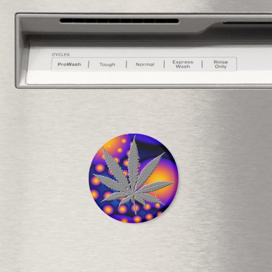 Fractal2s met reliëfpotblad magneet (Insitu (Vaatwasser))