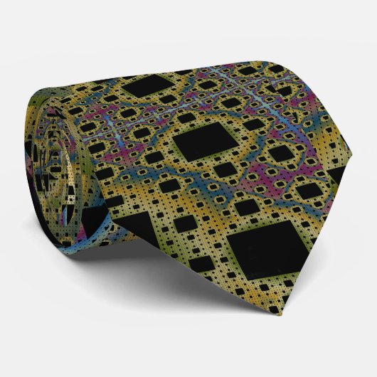 Fractal 3D Sci Fi Afgedrukt Man Stropdas kubuscirc (Opgerold)