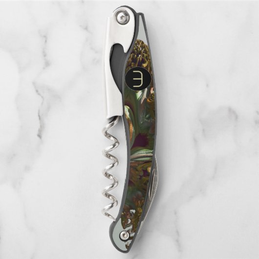 Fractal 3D Sci-fi futuristi Monogram Corkschroef 1 Kurkentrekker (Voorkant)