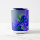 Fractal 44 (blauw, groen en paars) tweekleurige koffiemok (Center)