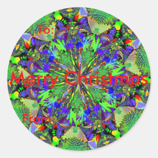 Fractal 63, Kerstcadeau Tags Ronde Sticker (Voorkant)