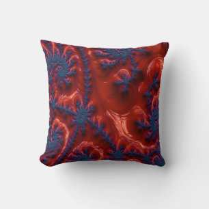 Fractal Abstract blauw en rood zee koraal ontwerp Kussen