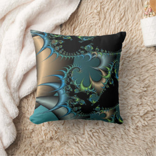 Fractal Abstract blauw zwarte en grijze design Kussen