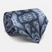 Fractal Abstract Design Blue Grey Black Stropdas (Opgerold)