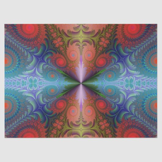 Fractal Abstract Red Blue Design 37, ontledingspag Tissuepapier (Voorkant)