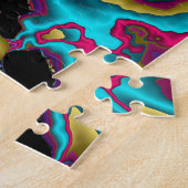 Fractal Abstract Spiral Pink Turquoise Yellow Legpuzzel (Zijkant)