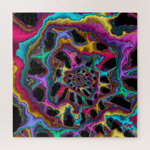 Fractal Abstract Spiral Pink Turquoise Yellow Legpuzzel