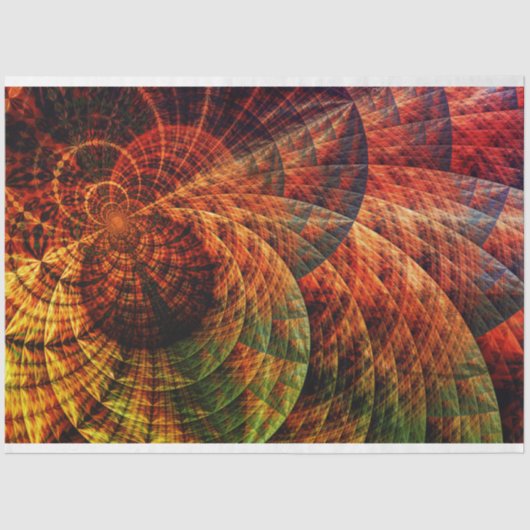 Fractal Abstracte Zwirls Oranje Gold 27 ontkoppeli Tissuepapier (Voorkant)