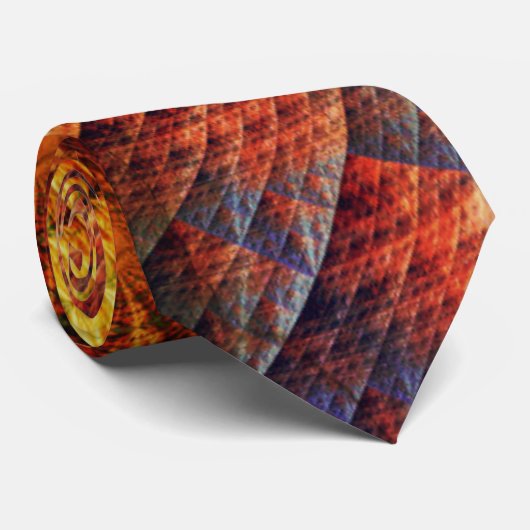 Fractal Abstracte Zwirls Oranje Gold Stropdas (Opgerold)