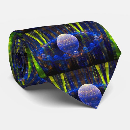 Fractal Art Abstracte bollen Blue Digital Afbeeldi Stropdas (Opgerold)