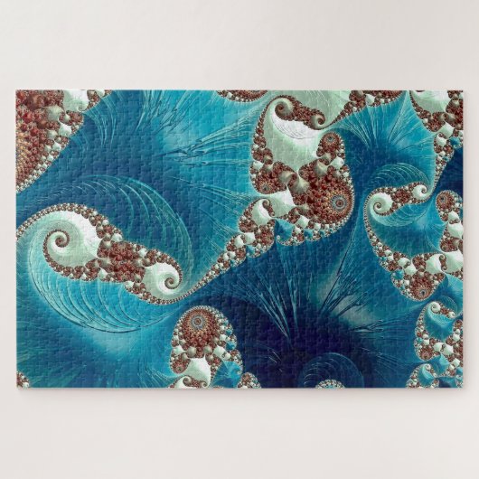 Fractal Art Blauwgroen Blue Stingrays Legpuzzel (Horizontaal)