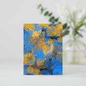 Fractal Art Blue Circles Swirl Mandala Wall Art Briefkaart (Staand voorkant)