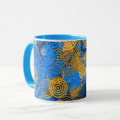 Fractal Art Blue Circles Swirl Mandala Wall Art Mok (Voorkant links)