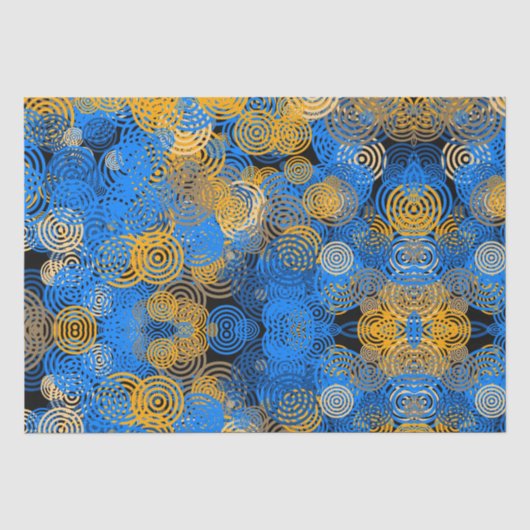 Fractal Art Blue Circles Swirl Mandala Wall Art Tissuepapier (Voorkant)