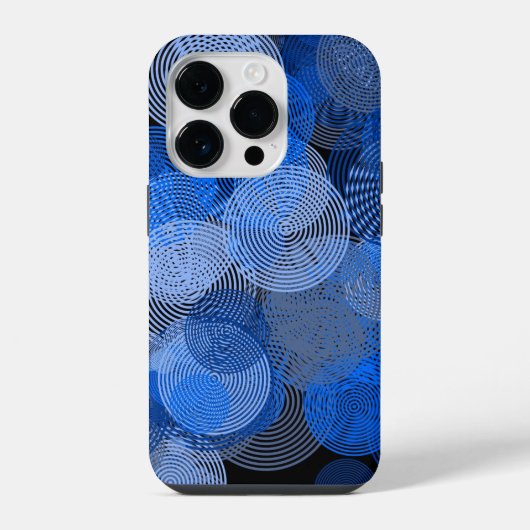 Fractal Art Blue Geometric Circles Swirl Mandala iPhone Hoesje (Achterkant)