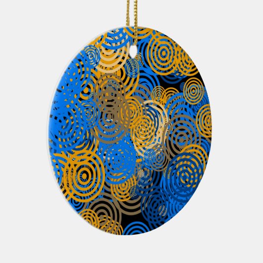 Fractal Art Blue Geometric Circles Swirl Mandala Keramisch Ornament (Rechts)