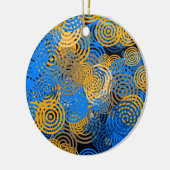 Fractal Art Blue Geometric Circles Swirl Mandala Keramisch Ornament (Links)