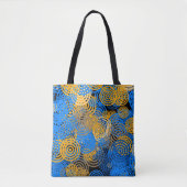 Fractal Art Blue Geometric Circles Swirl Mandala Tote Bag (Voorkant)