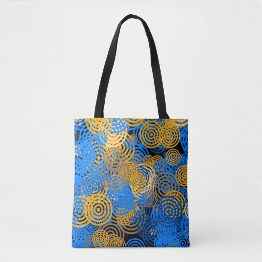 Fractal Art Blue Geometric Circles Swirl Mandala Tote Bag (Voorkant)