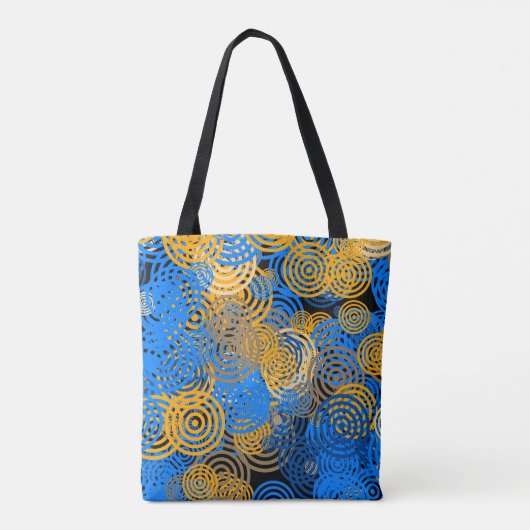 Fractal Art Blue Geometric Circles Swirl Mandala Tote Bag (Achterkant)
