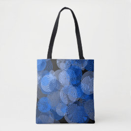 Fractal Art Blue Geometric Circles Swirl Mandala Tote Bag