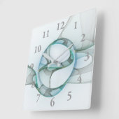 Fractal Art Blue Turquoise Grey Abstract Elegance Vierkante Klok (Hoek)