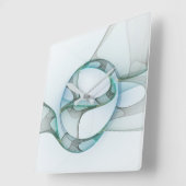 Fractal Art Blue Turquoise Grey Abstract Elegance Vierkante Klok (Hoek)